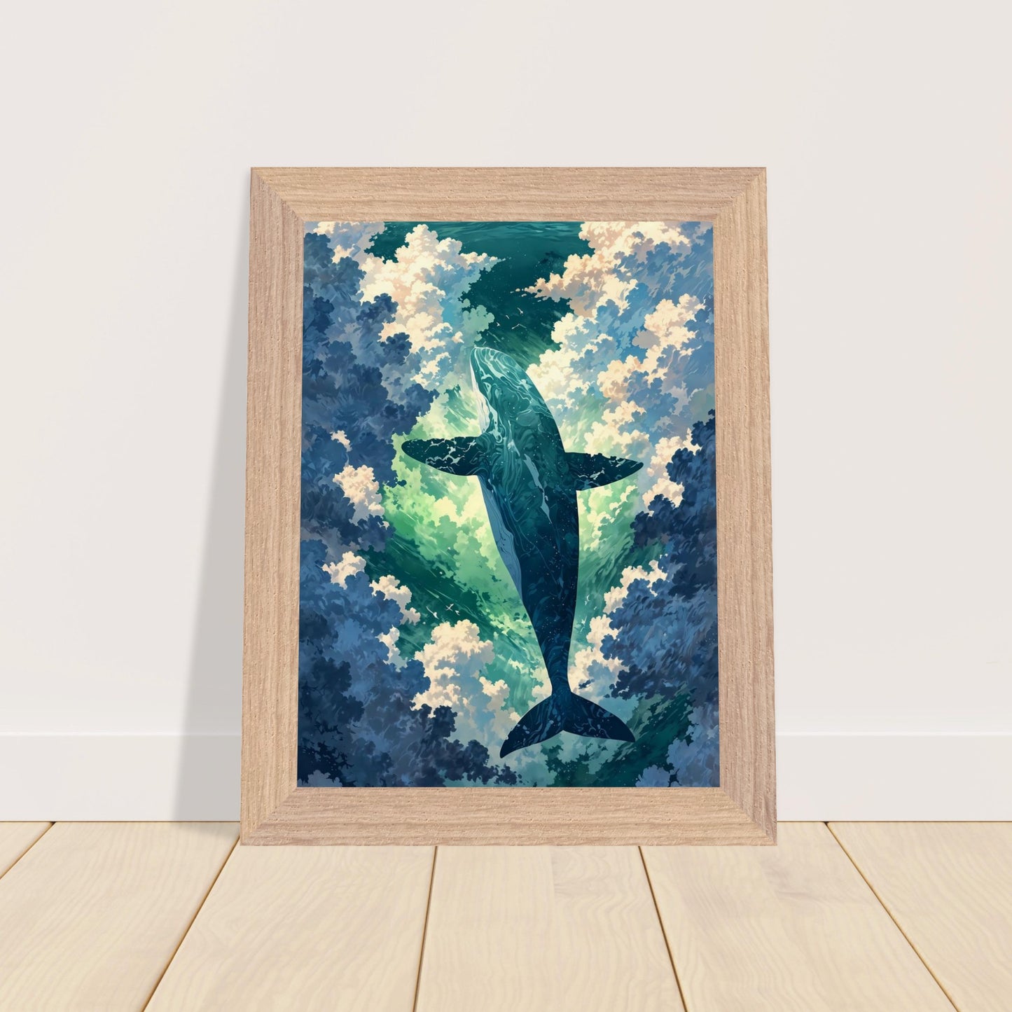 Affiche Aquarelle Imaginaire encadrée, cadre bois (vue 4)