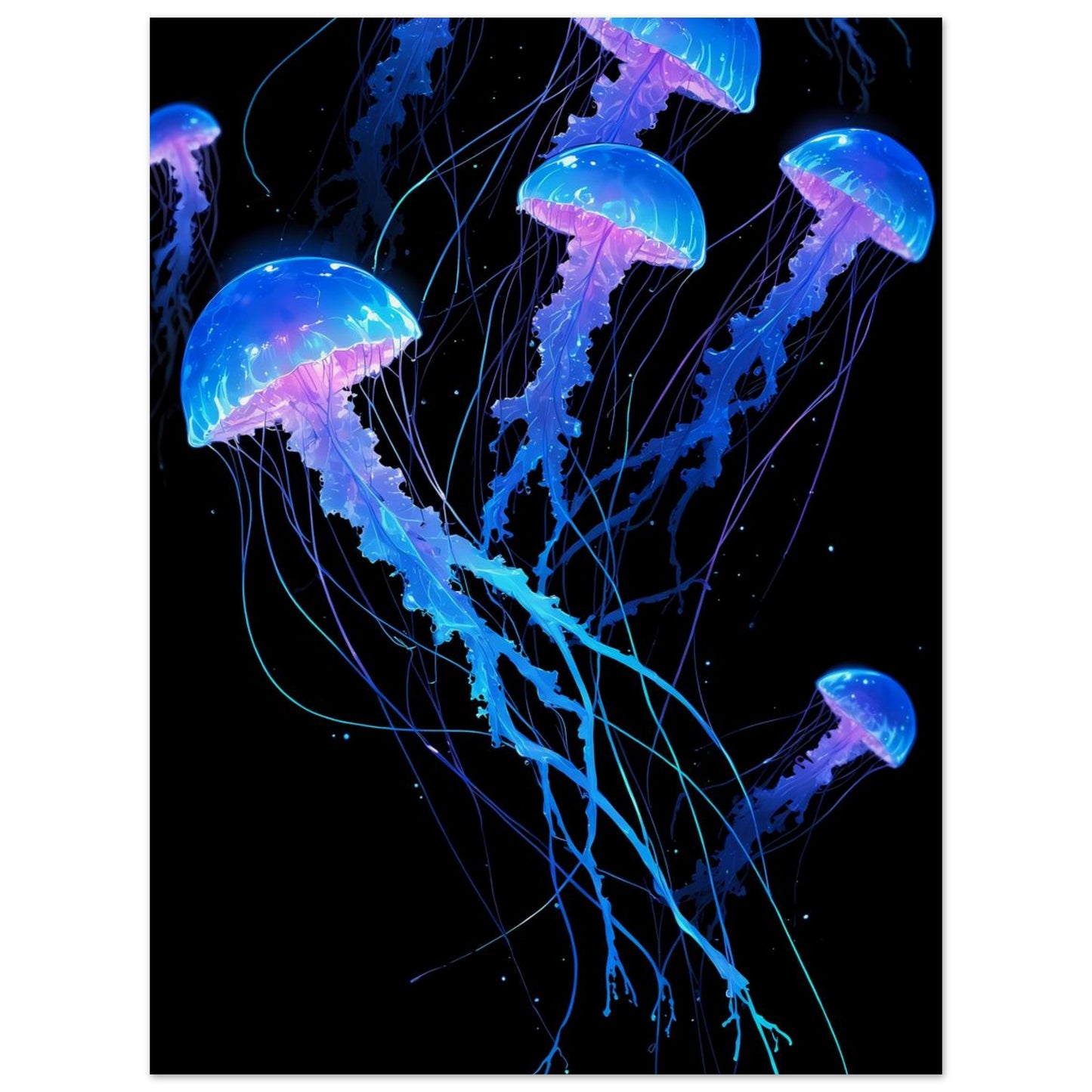 Affiche illustrée Méduse lumineuse — poster rétro, impression beaux-arts 250g
