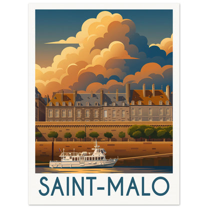 Affiche illustrée Saint-Malo — poster rétro, impression beaux-arts 250g