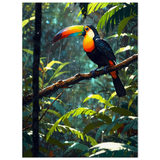 Affiche illustrée Toucan à carène, poster rétro, impression beaux-arts 250g