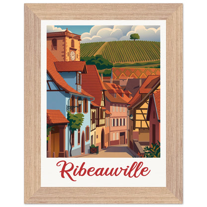 Affiche illustrée Ribeauville — poster rétro, impression beaux-arts 250g