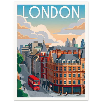 Affiche illustrée londres — poster rétro, impression beaux-arts 250g