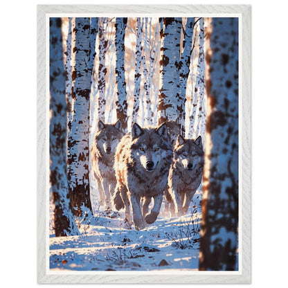 Affiche illustrée Meute de loups Encadrée — poster rétro, impression beaux-arts 250g