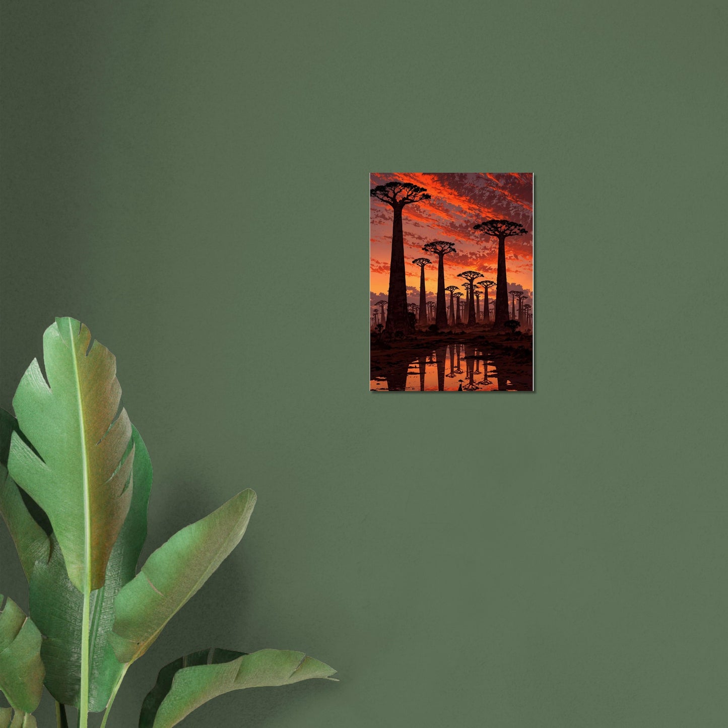 Affiche Baobabs au coucher du soleil, mise en situation dans un intérieur (vue 2)