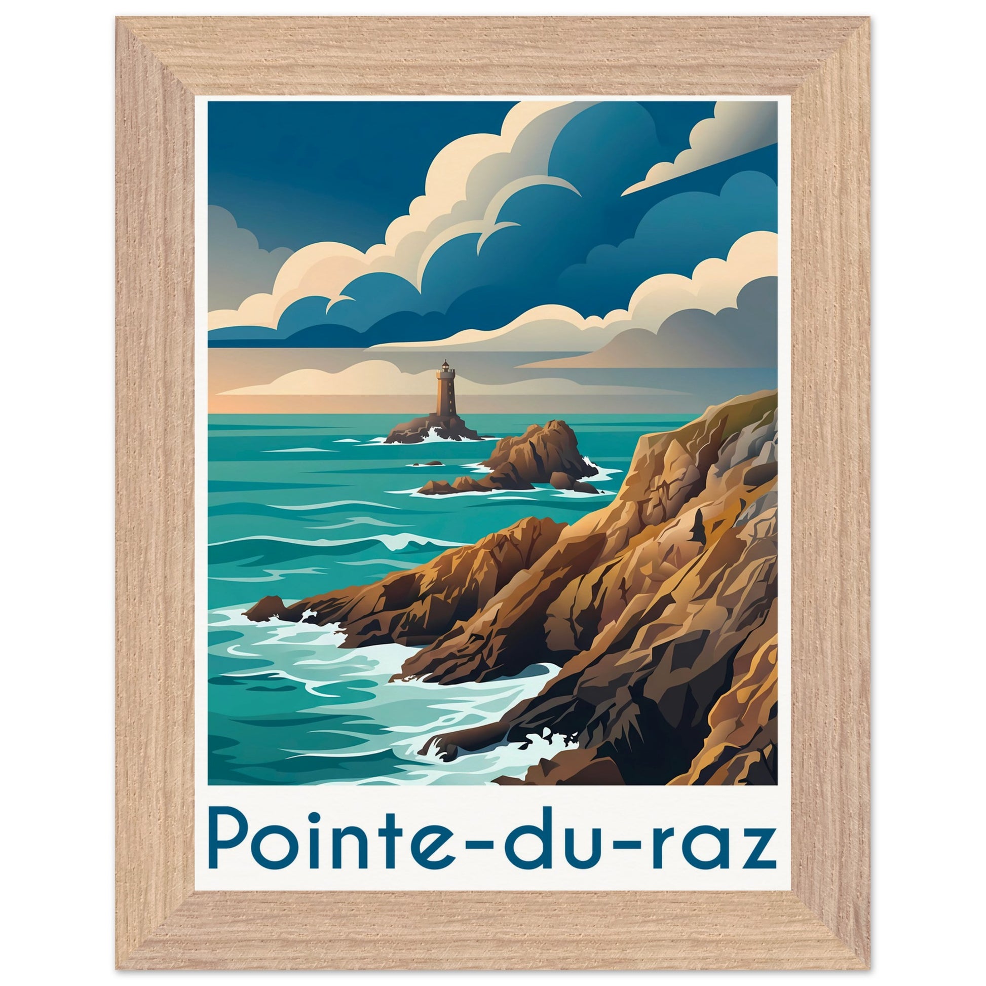 Affiche Pointe du Raz encadrée, cadre bois