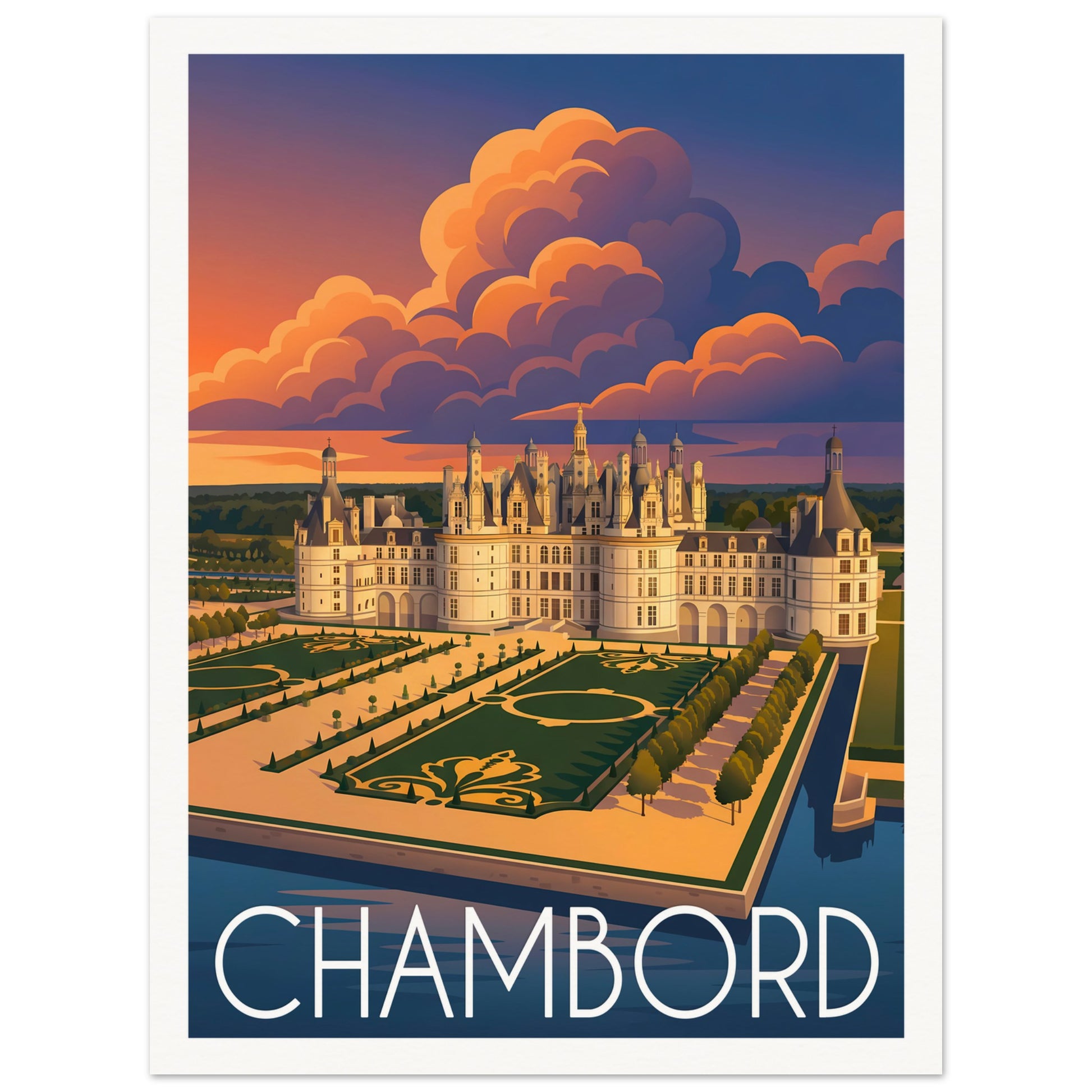 Affiche illustrée Chambord, poster rétro, impression beaux-arts 250g