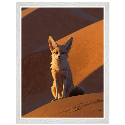 Affiche illustrée Fennec Encadrée — poster rétro, impression beaux-arts 250g