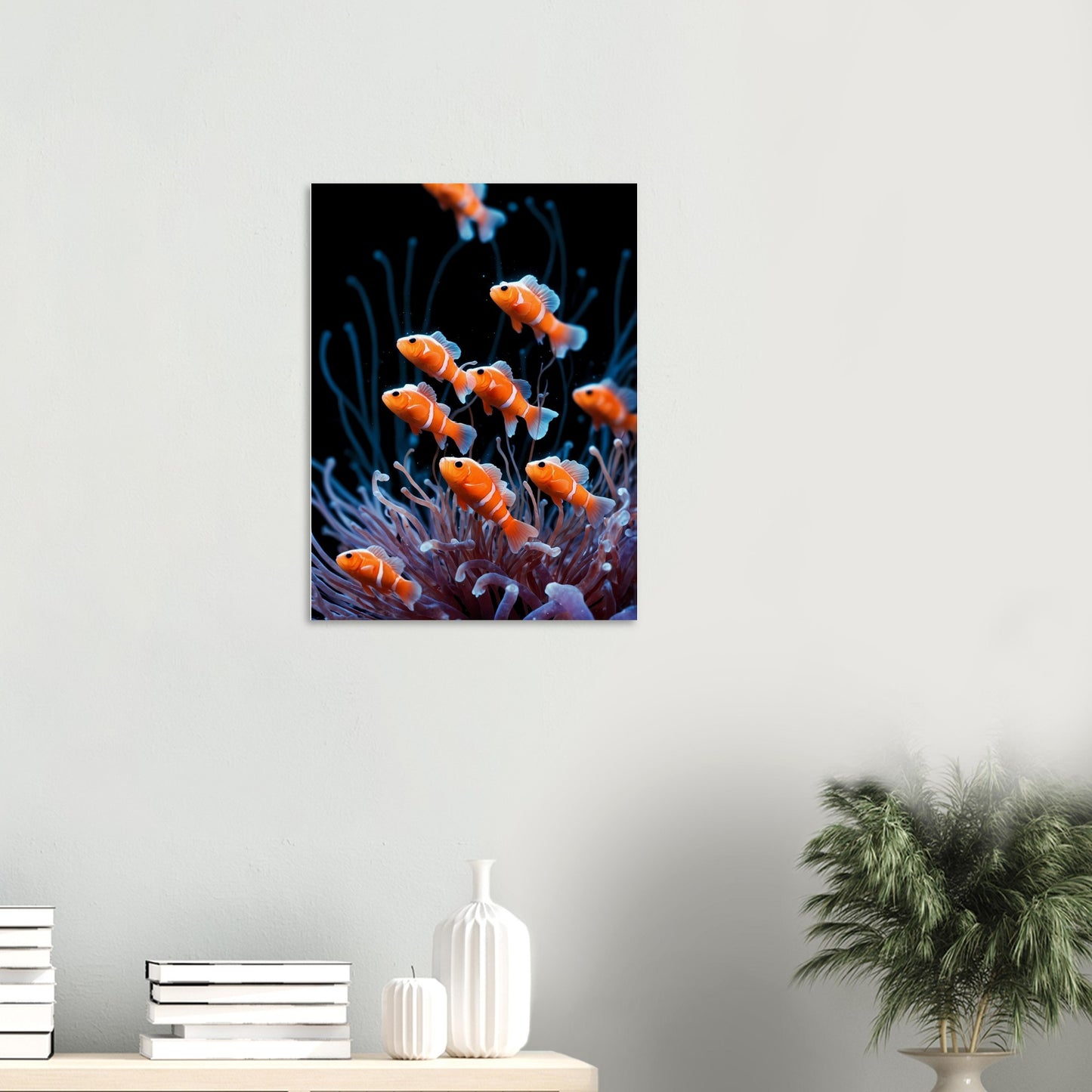 Affiche illustrée Anémones de mer — poster rétro, impression beaux-arts 250g