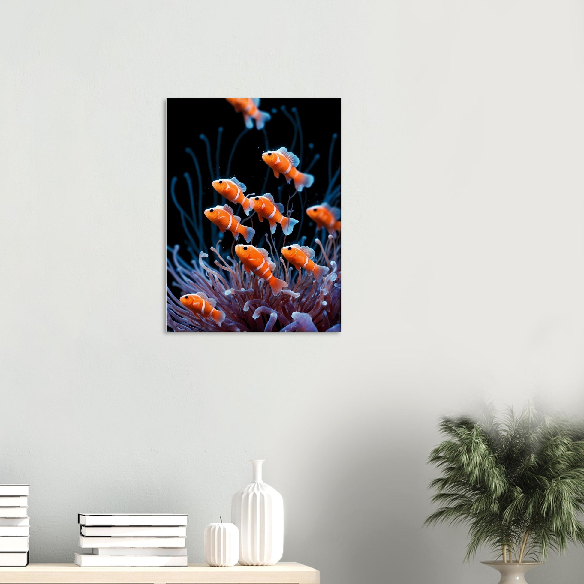 Affiche illustrée Anémones de mer — poster rétro, impression beaux-arts 250g
