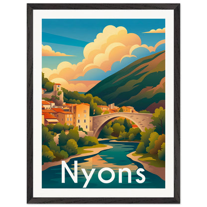 Affiche illustrée Nyons — poster rétro, impression beaux-arts 250g