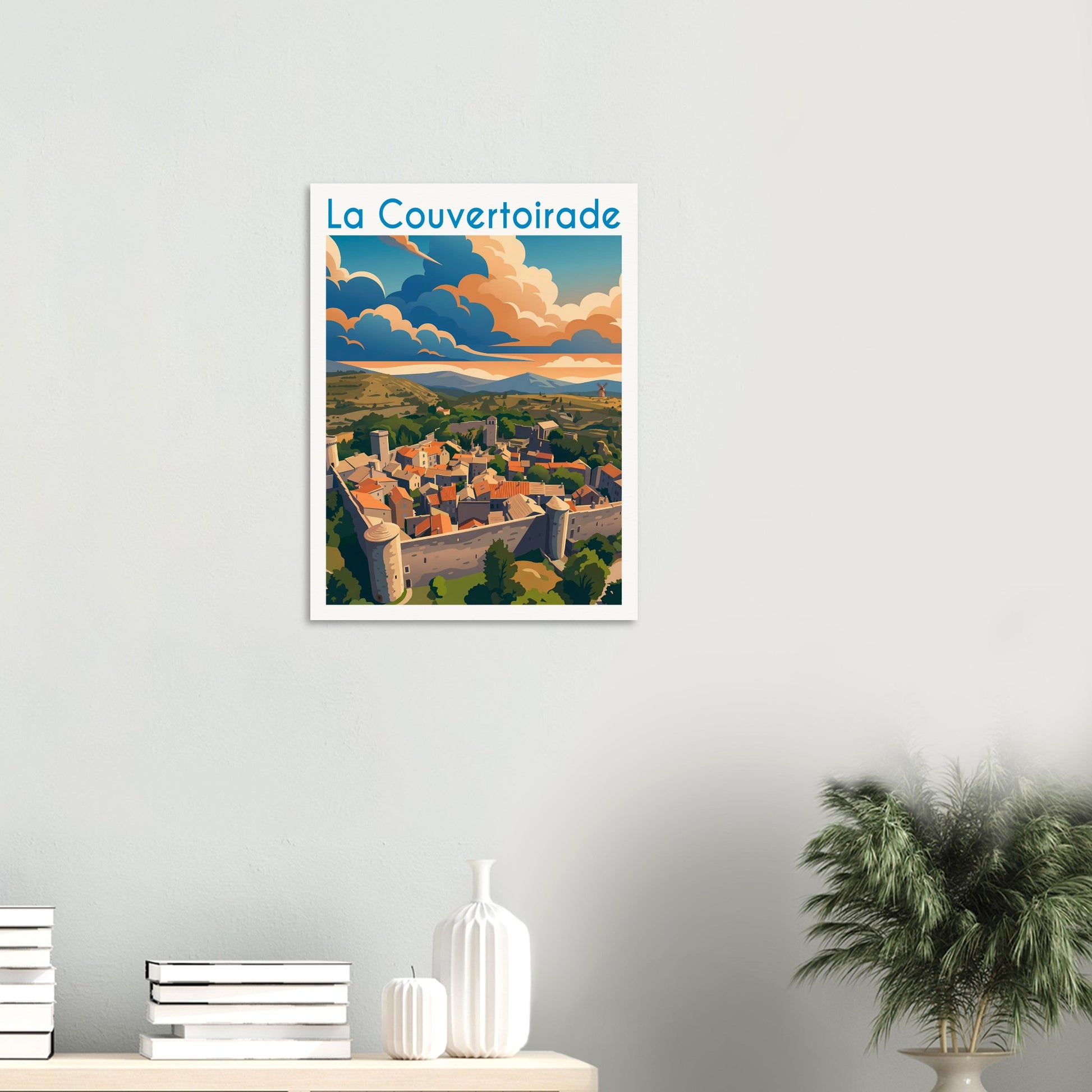 Affiche La Couvertoirade, mise en situation dans un intérieur