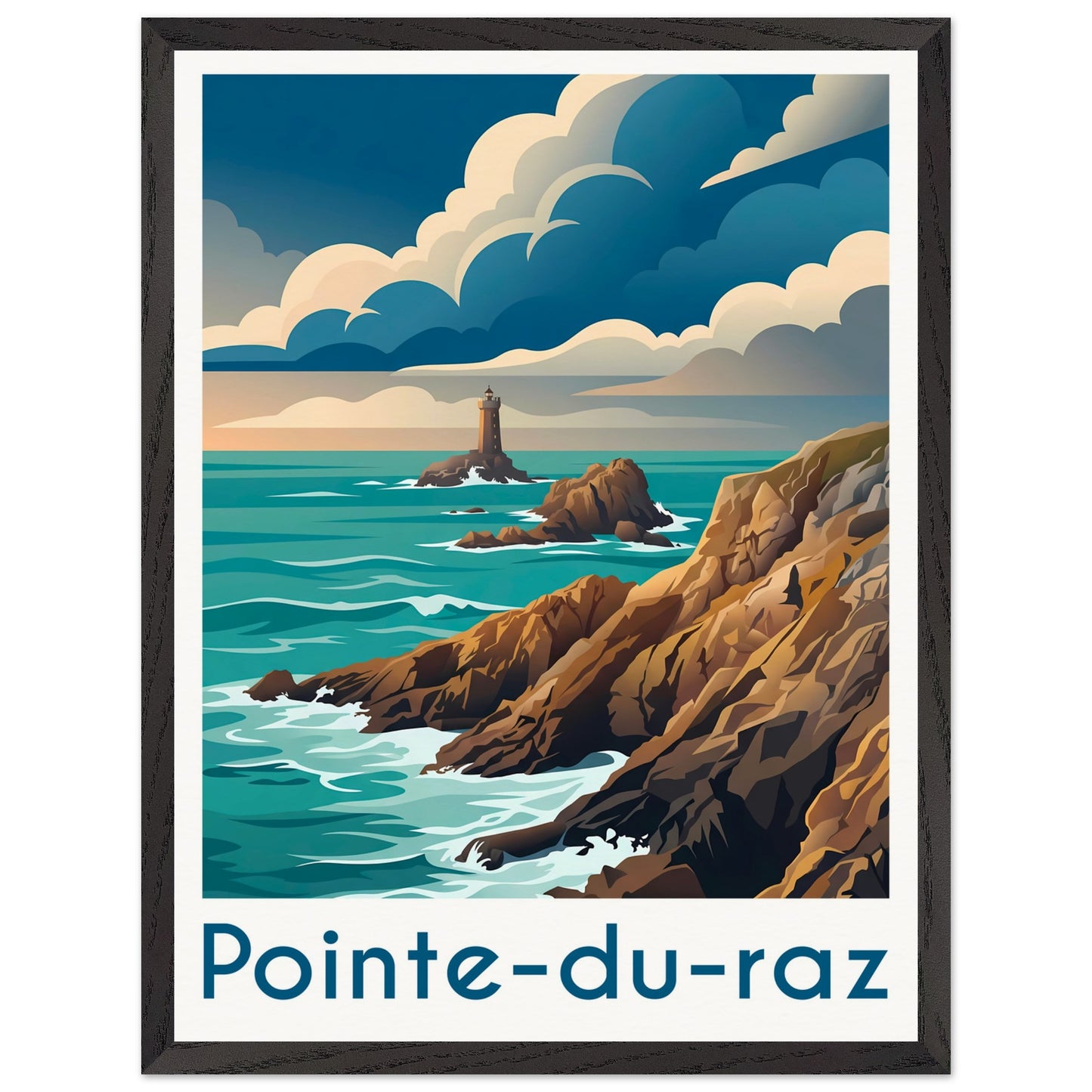 Affiche Pointe du Raz encadrée, cadre bois (vue 3)