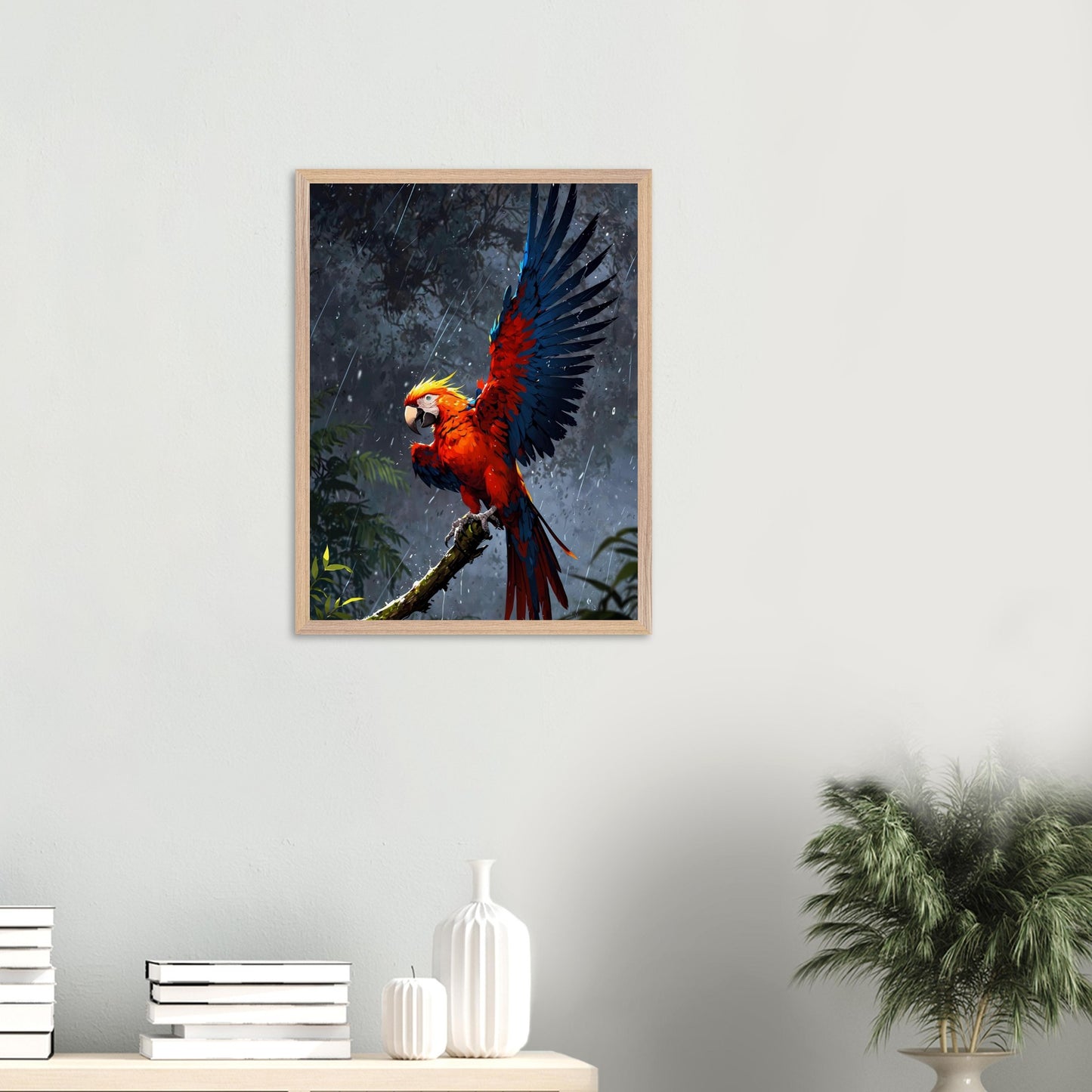 Affiche Perroquet ara rouge encadrée, cadre bois (vue 7)