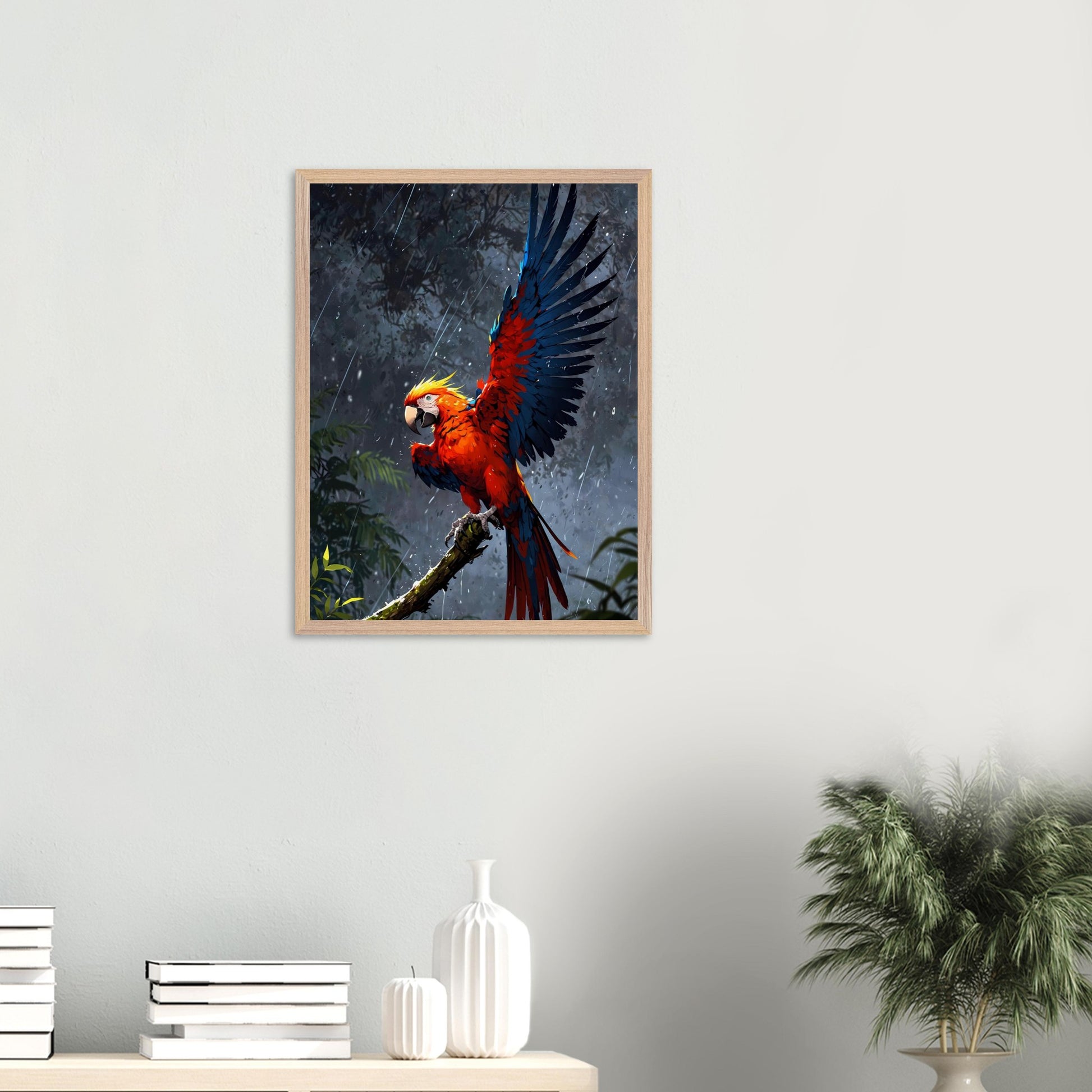 Affiche Perroquet ara rouge encadrée, cadre bois (vue 7)