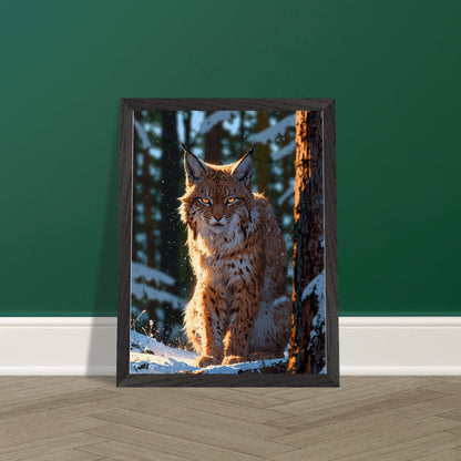 Affiche Lynx Boréal encadrée, cadre bois (vue 3)