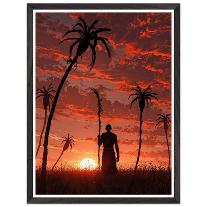 Affiche illustrée Villageois Encadrée — poster rétro, impression beaux-arts 250g