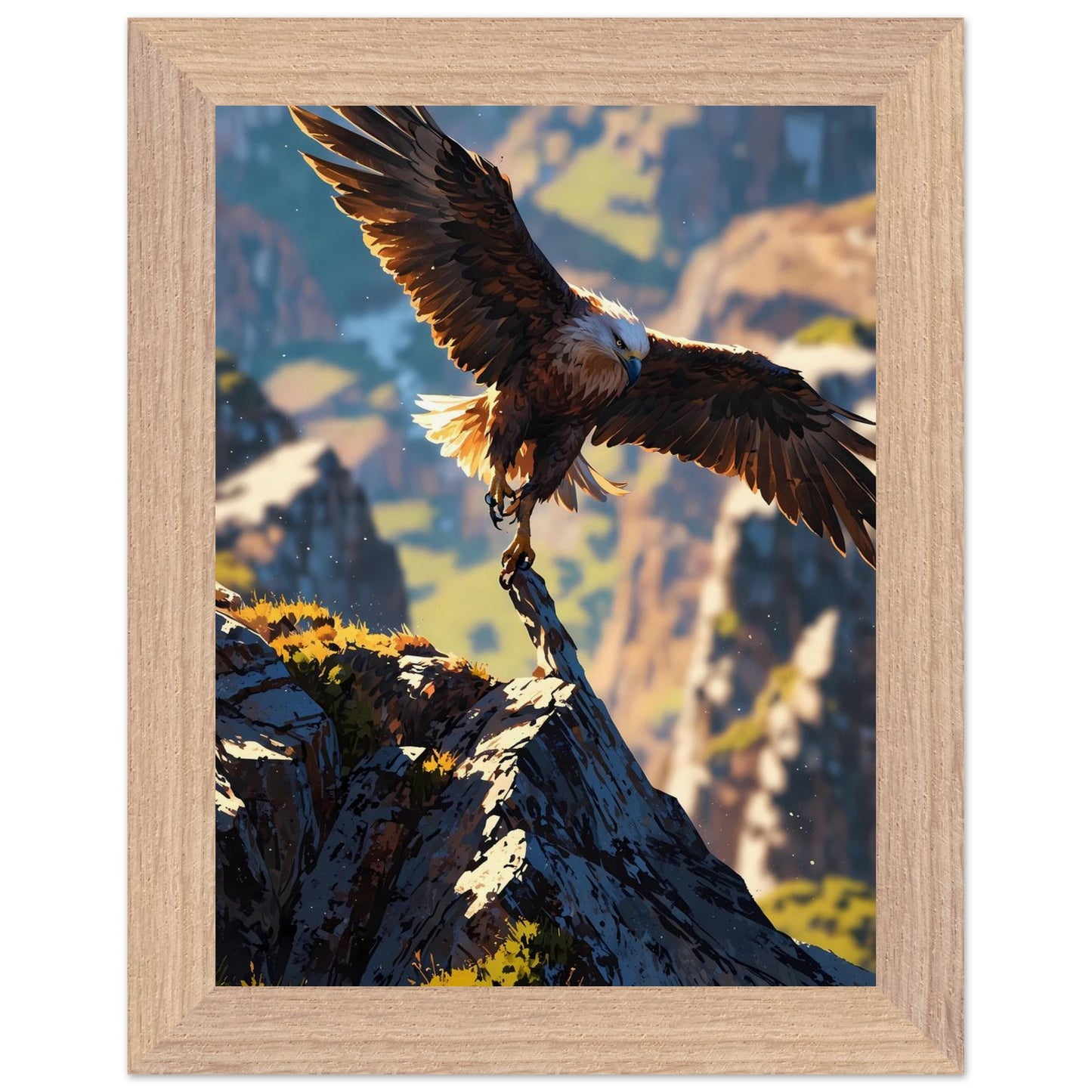 Affiche illustrée Aigle royal Encadrée — poster rétro, impression beaux-arts 250g