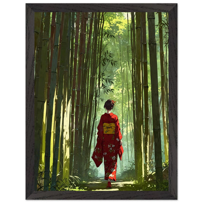 Affiche Femme en Kimono encadrée, cadre bois (vue 2)