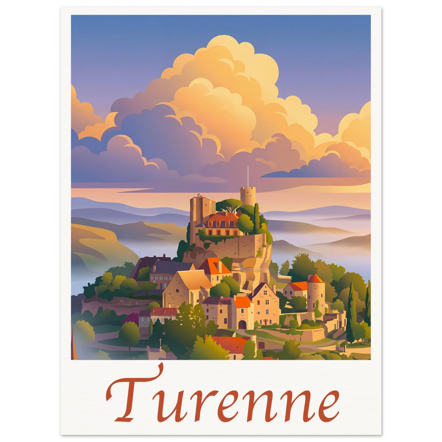 Affiche illustrée Turenne — poster rétro, impression beaux-arts 250g