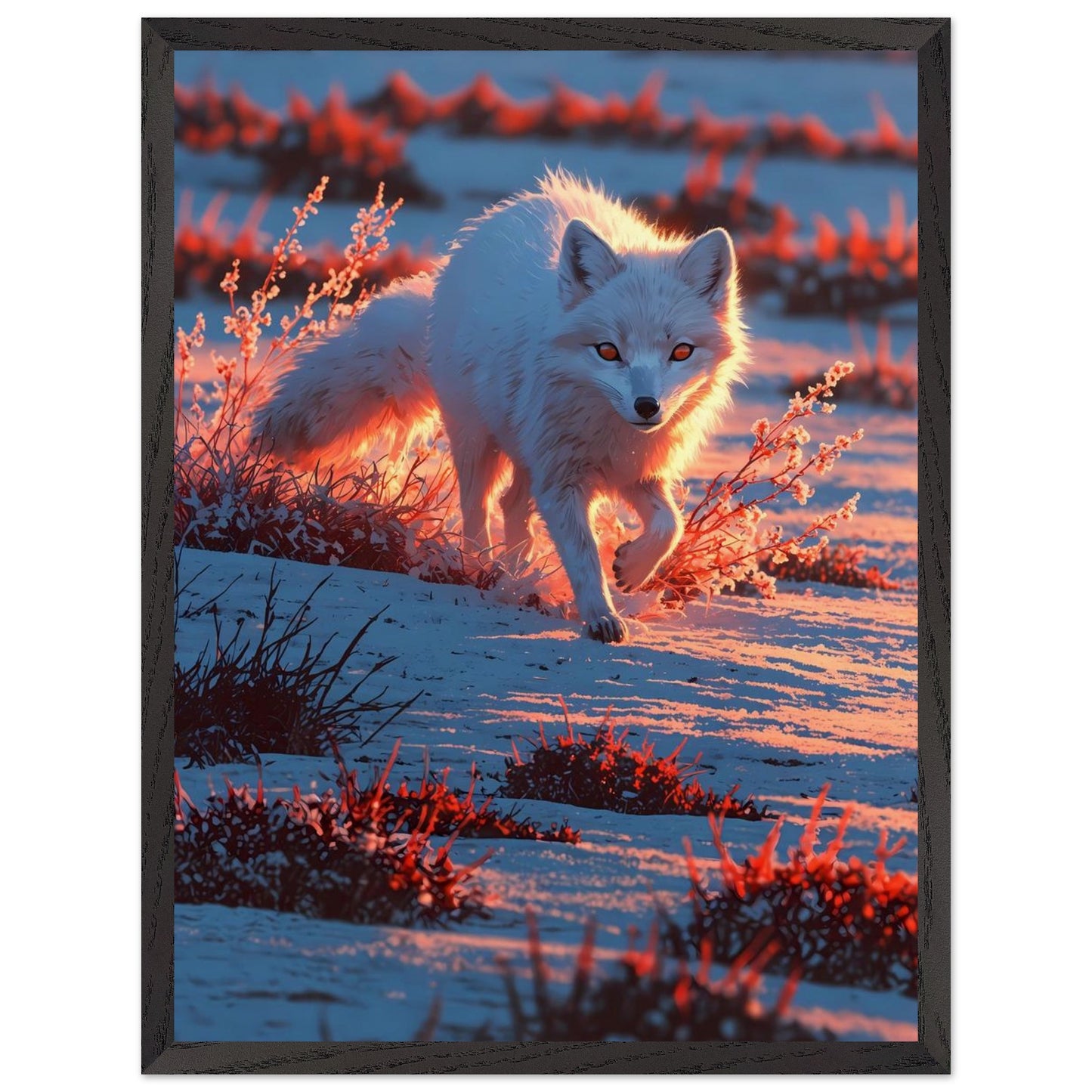 Affiche Renard Arctique encadrée, cadre bois (vue 3)