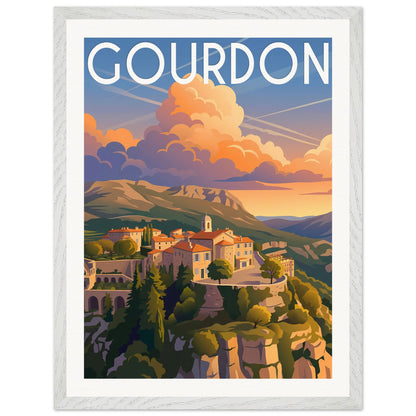 Affiche illustrée Gourdon — poster rétro, impression beaux-arts 250g