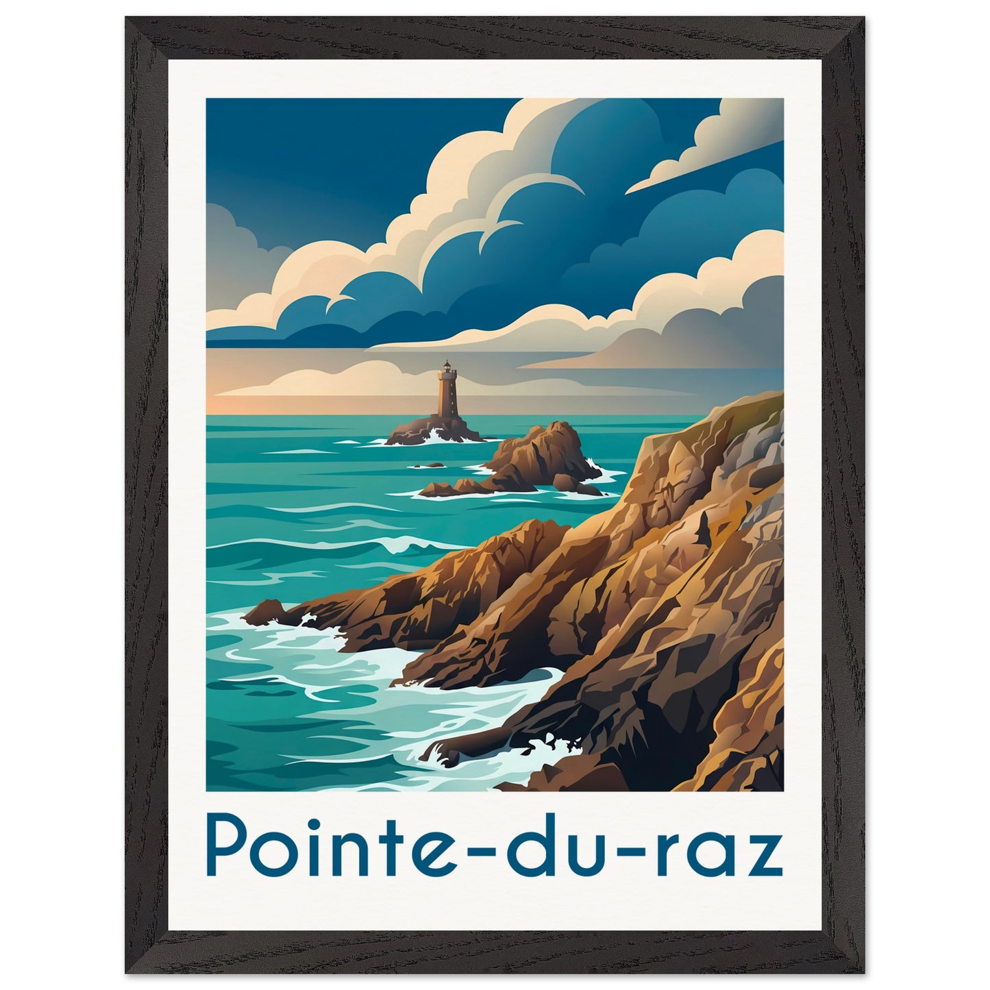 Affiche illustrée Pointe du Raz — poster rétro, impression beaux-arts 250g