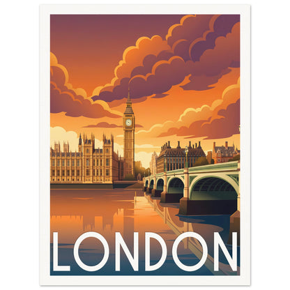 Affiche illustrée London — poster rétro, impression beaux-arts 250g