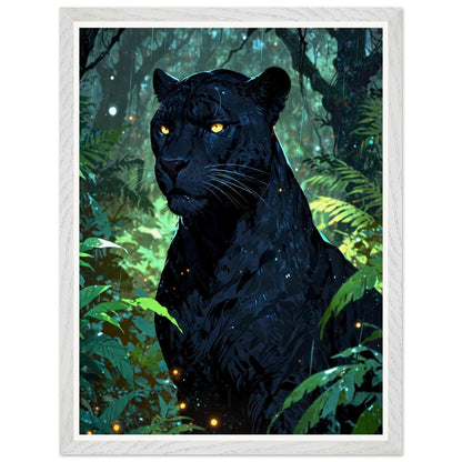 Affiche illustrée Panthère noire Encadrée — poster rétro, impression beaux-arts 250g