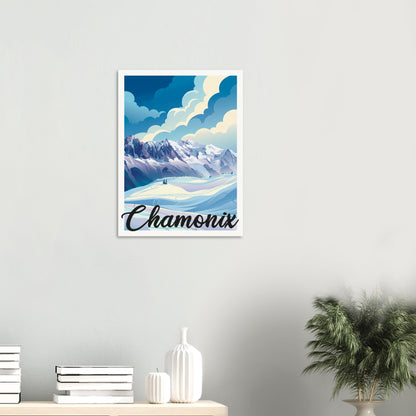 Affiche illustrée Chamonix — poster rétro, impression beaux-arts 250g