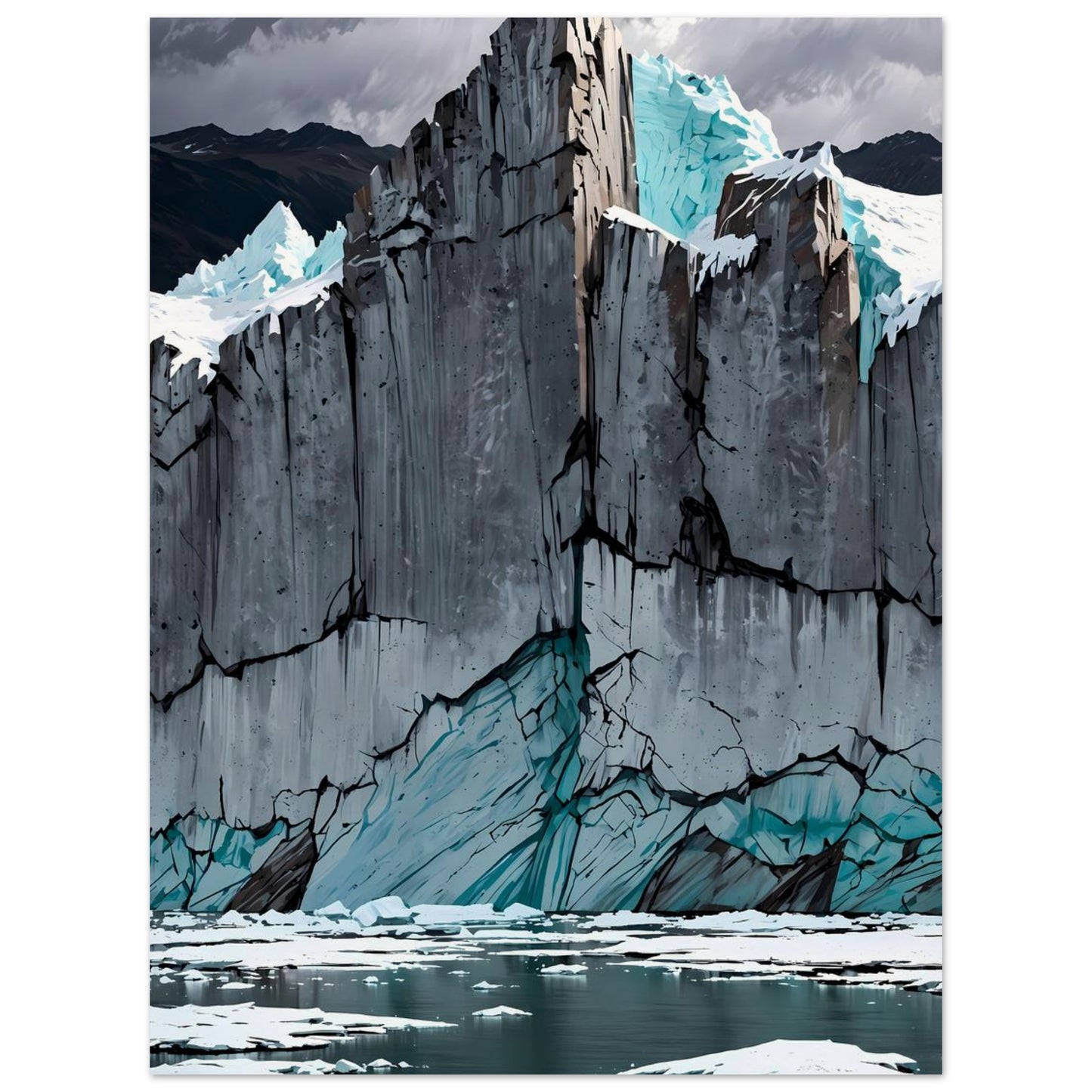 Affiche illustrée Glacier bleu — poster rétro, impression beaux-arts 250g