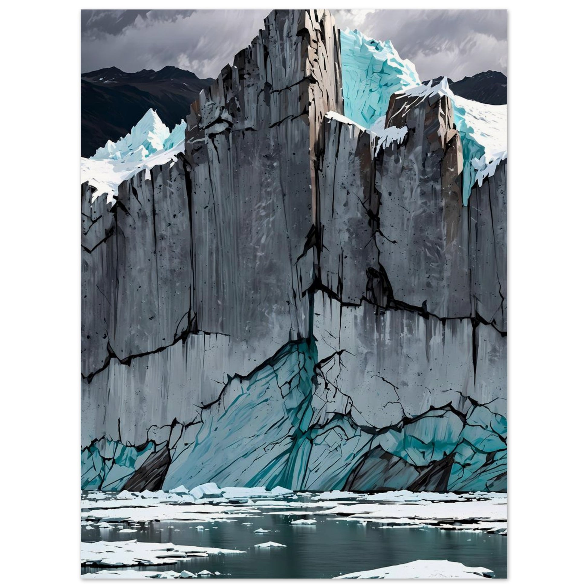 Affiche illustrée Glacier bleu — poster rétro, impression beaux-arts 250g
