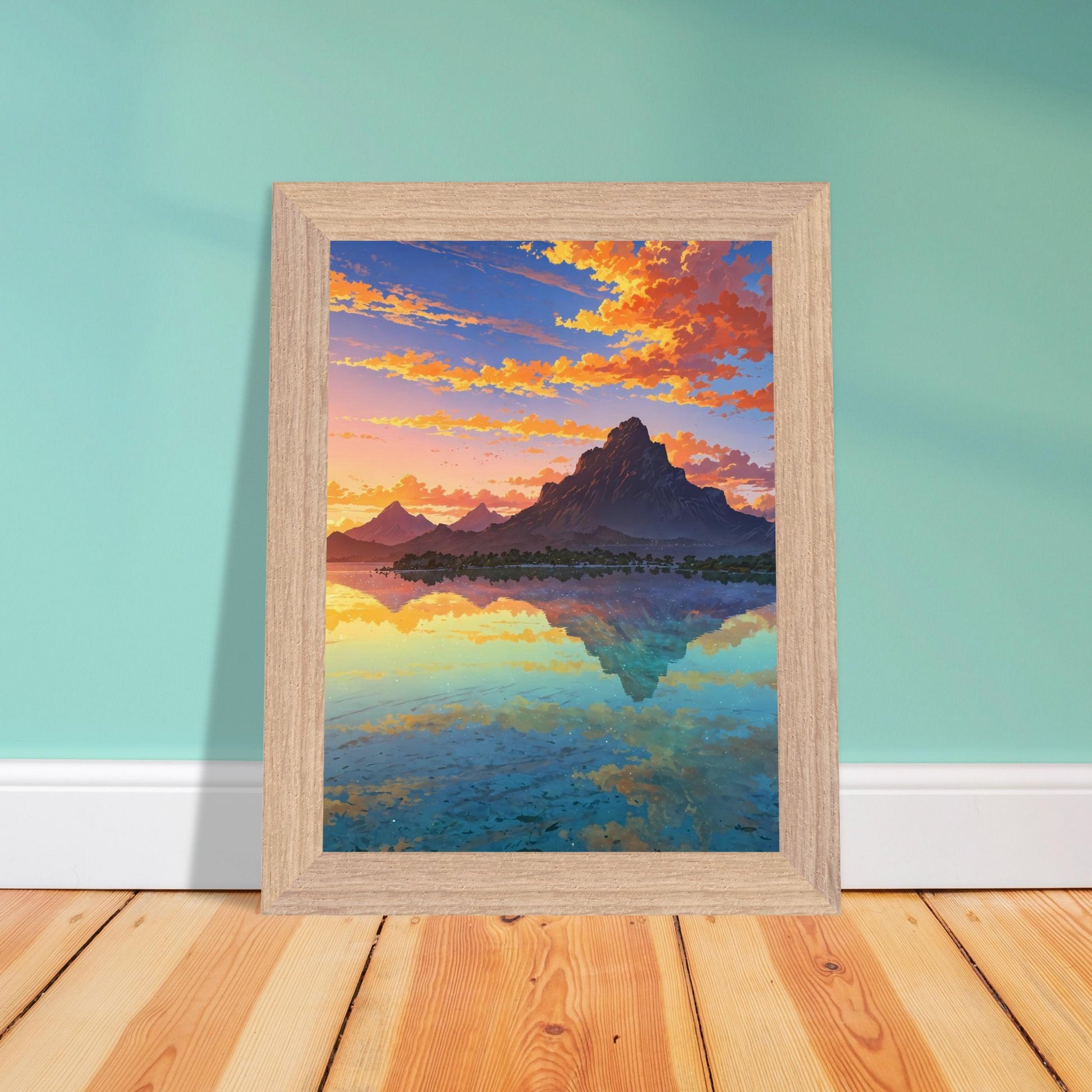 Affiche Plage de Bora Bora encadrée, cadre bois (vue 4)