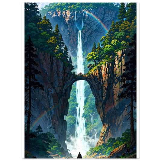 Île flottante, Cascade vers le vide, Ciel cosmique – affiche d'art décoratif, poster mural | Muchimura