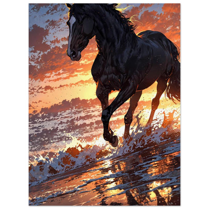 Affiche illustrée Étalon noir — poster rétro, impression beaux-arts 250g