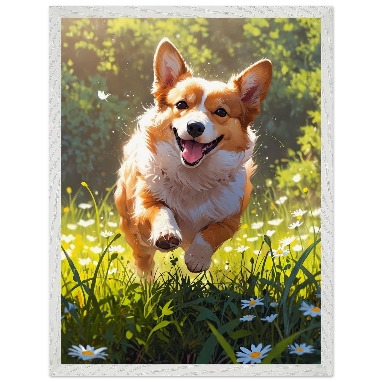 Affiche Corgi Roux encadrée, cadre bois (vue 3)