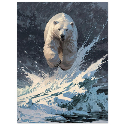 Affiche illustrée Ours polaire — poster rétro, impression beaux-arts 250g