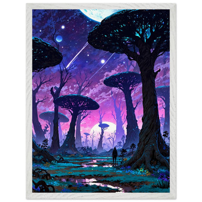 Affiche Planète Anneau encadrée, cadre bois (vue 3)