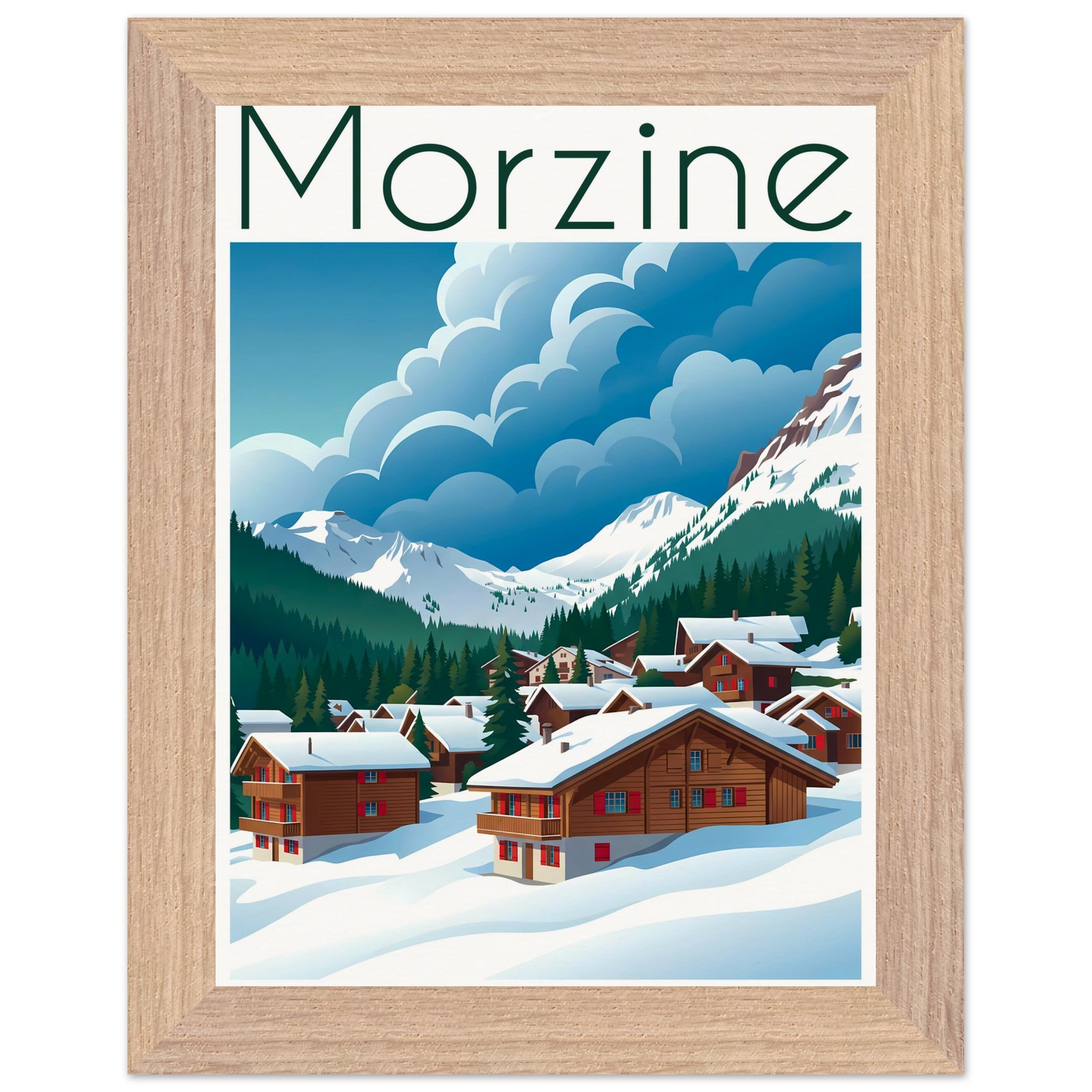 Affiche Morzine encadrée, cadre bois