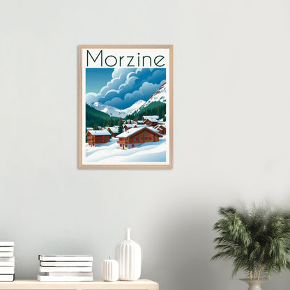 Affiche Morzine encadrée, cadre bois (vue 6)