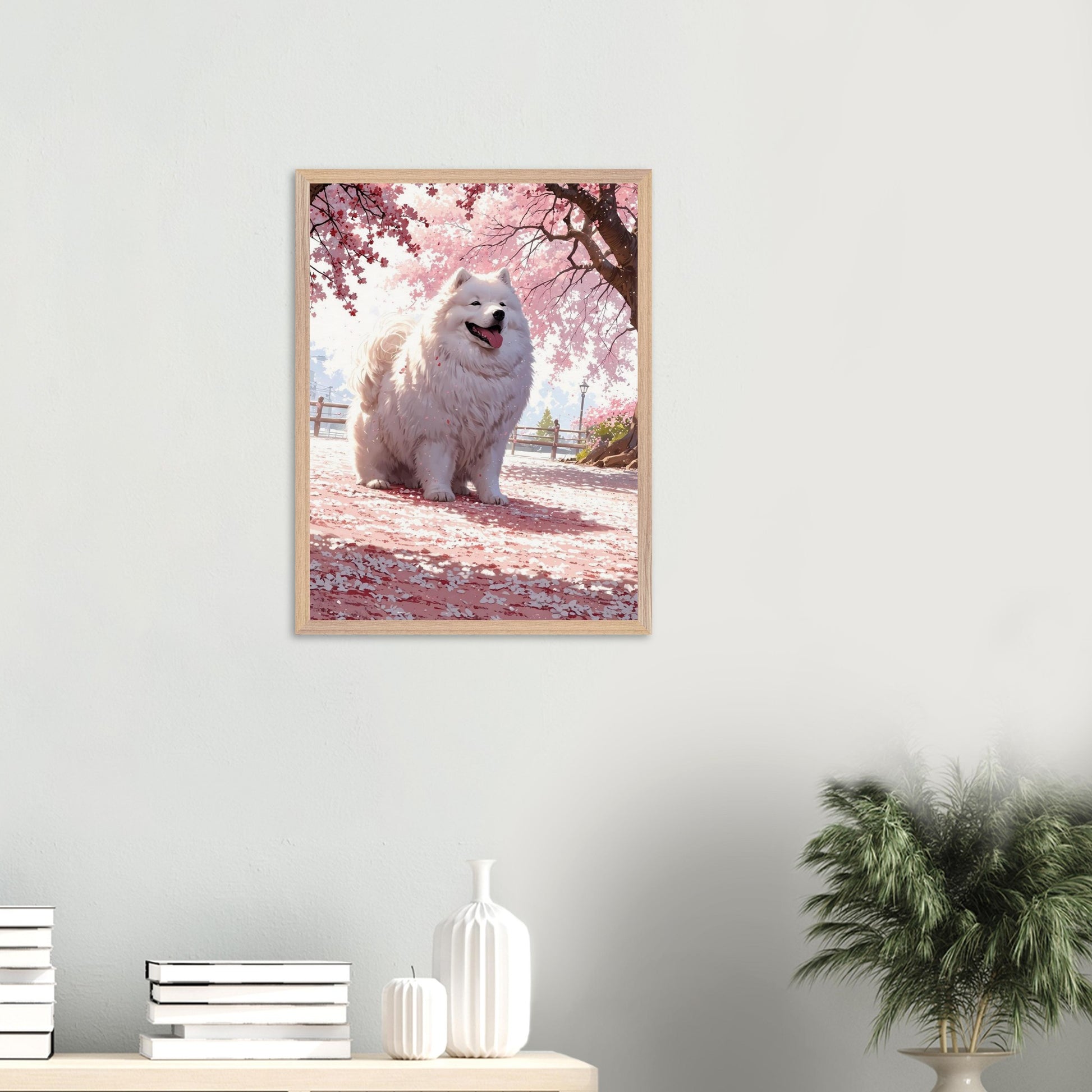 Affiche Samoyède Blanc encadrée, cadre bois (vue 6)