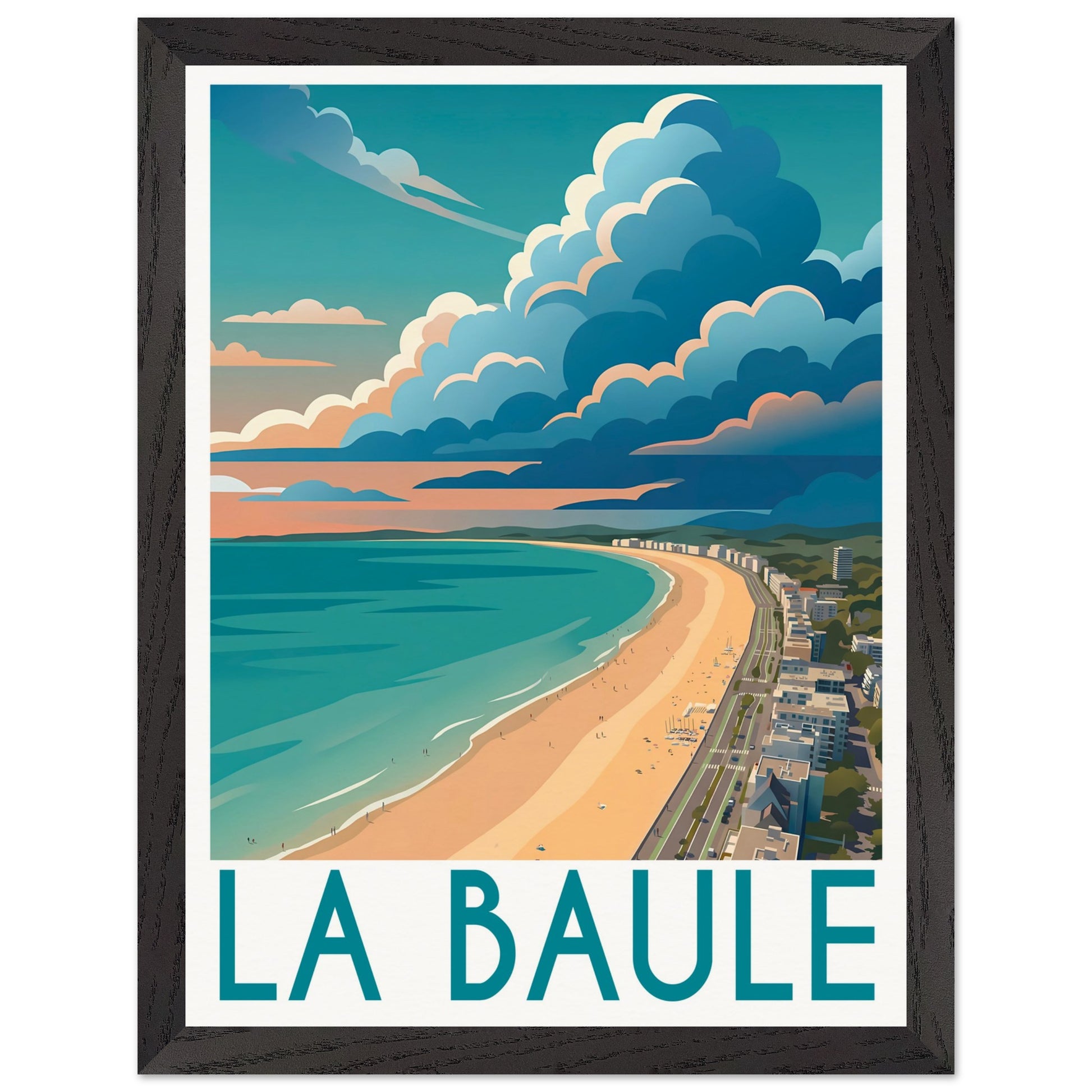 Affiche La Baule encadrée, cadre bois (vue 2)