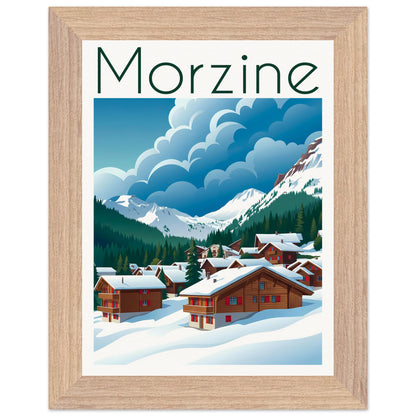Affiche illustrée Morzine — poster rétro, impression beaux-arts 250g