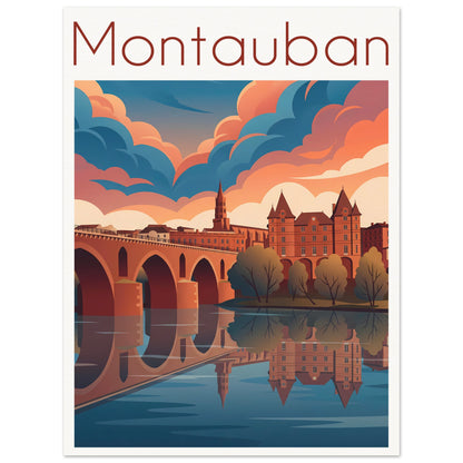 Affiche illustrée Montauban — poster rétro, impression beaux-arts 250g