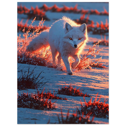 Affiche illustrée Renard arctique — poster rétro, impression beaux-arts 250g
