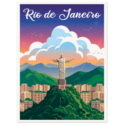 Affiche illustrée Rio de Janeiro — poster rétro, impression beaux-arts 250g