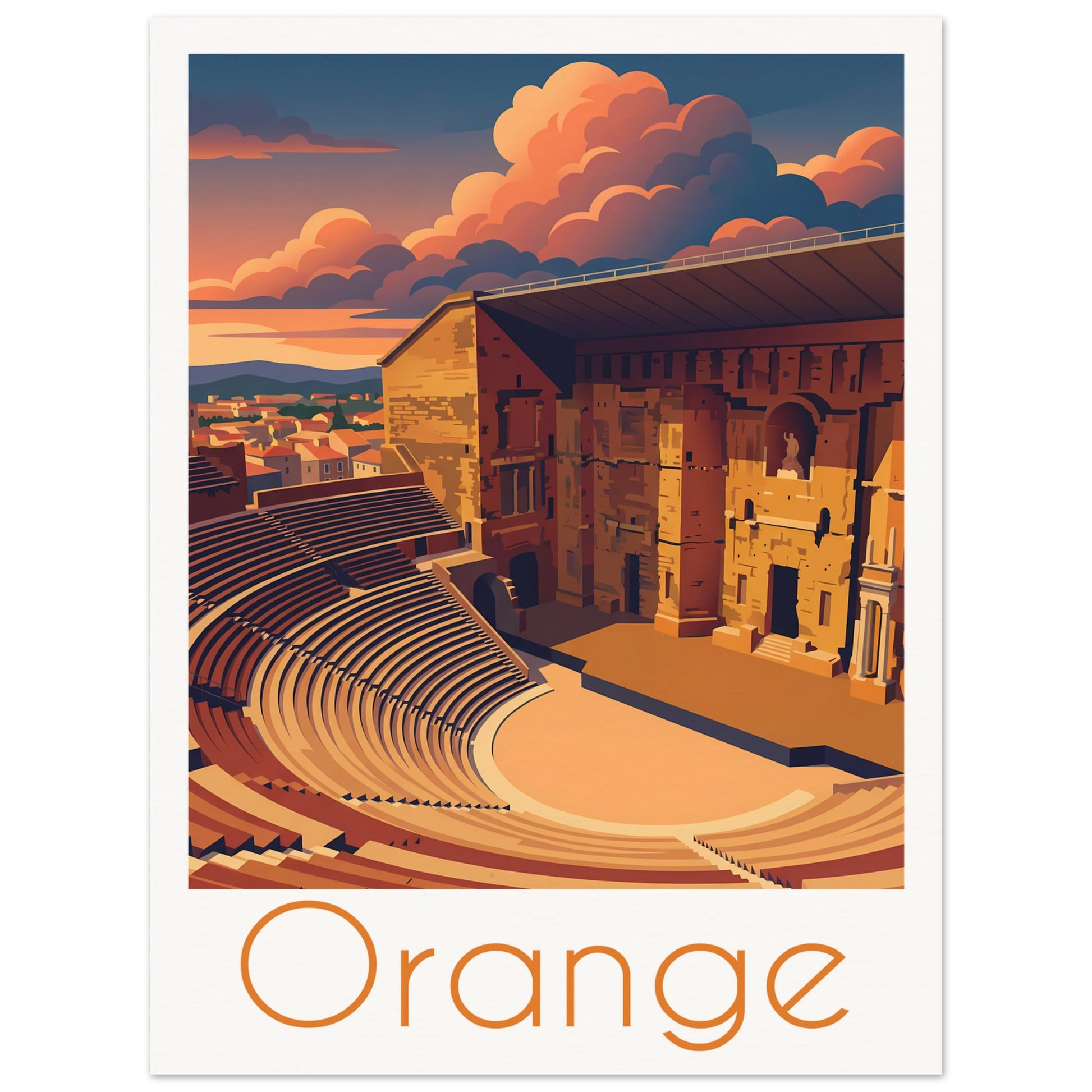 Affiche illustrée Orange, poster rétro, impression beaux-arts 250g
