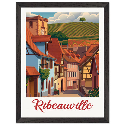 Affiche illustrée Ribeauville — poster rétro, impression beaux-arts 250g