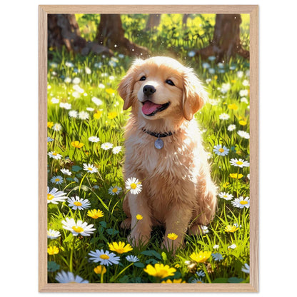 Affiche Golden Retriever Chiot encadrée, cadre bois (vue 4)