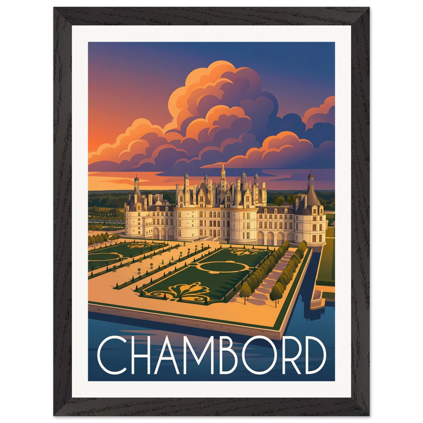 Affiche illustrée Chambord — poster rétro, impression beaux-arts 250g