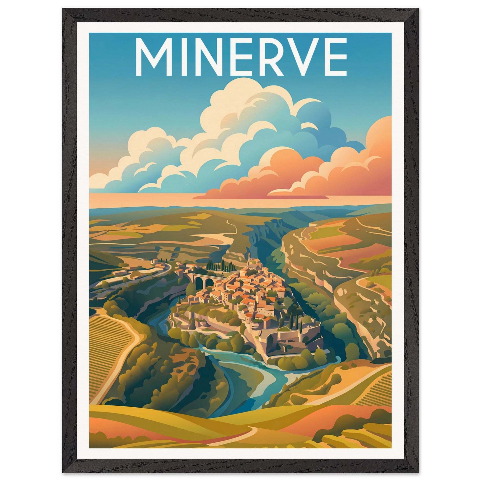 Affiche Minerve encadrée, cadre bois
